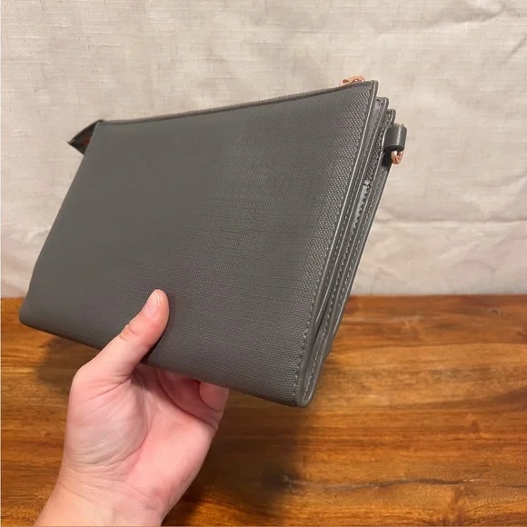 DAGNE DOVER Graphite Gray‎ Coated Canvas 3 In 1 Wallet Clutch & Crossbody Bag - Picture 12 of 16